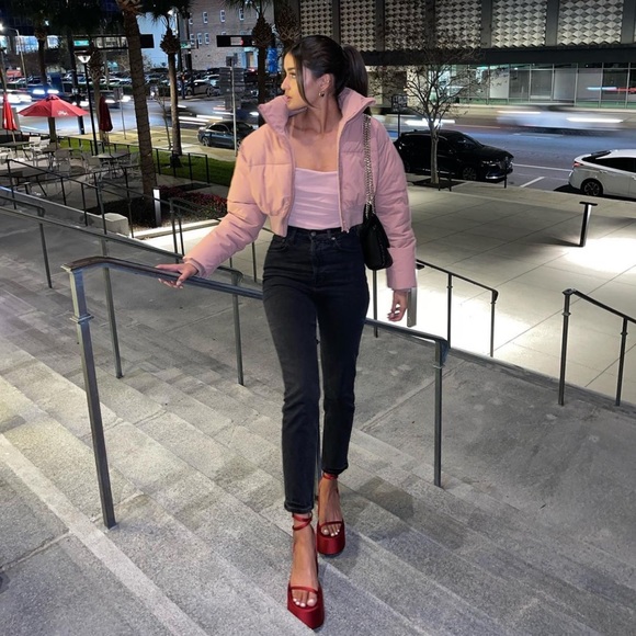 Zara Pink Crop Puffer Jacket - Picture 4 of 17